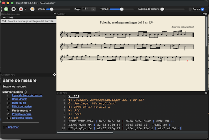 EasyABC in dark mode